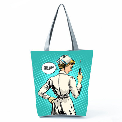 Moekott Kohandatud multifilm Hambaarsti õlakott Ökoloogiline korduvkasutatav ostukott Naiste käekotid vabaaja kaasaskantavad