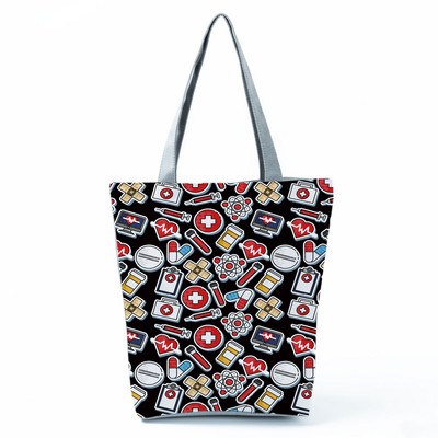 Moekott Kohandatud multifilm Hambaarsti õlakott Ökoloogiline korduvkasutatav ostukott Naiste käekotid vabaaja kaasaskantavad