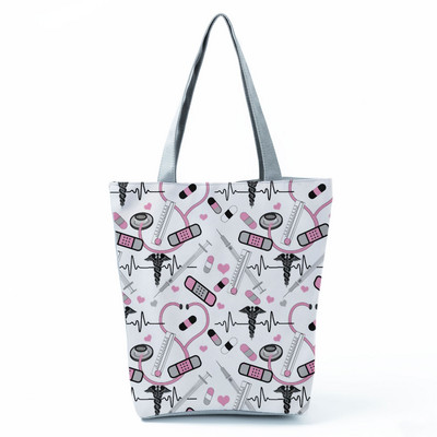 Moekott Kohandatud multifilm Hambaarsti õlakott Ökoloogiline korduvkasutatav ostukott Naiste käekotid vabaaja kaasaskantavad