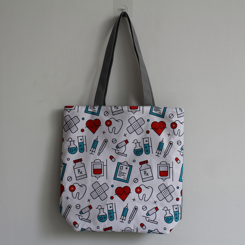 Moekott Kohandatud multifilm Hambaarsti õlakott Ökoloogiline korduvkasutatav ostukott Naiste käekotid vabaaja kaasaskantavad