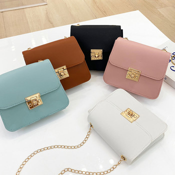 Модни малки дамски чанти Универсална чанта за през рамо с верига, едноцветна чанта с шевове, месинджърска чанта, чанта за през рамо, мини клъч чанта от полиуретан