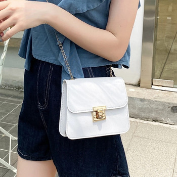 Μόδα μικρές γυναικείες τσάντες Τσάντα ώμου με αλυσίδα μονόχρωμη τσάντα ραψίματος Messenger Τσάντα χιαστί PU Mini τσαντάκι συμπλέκτη