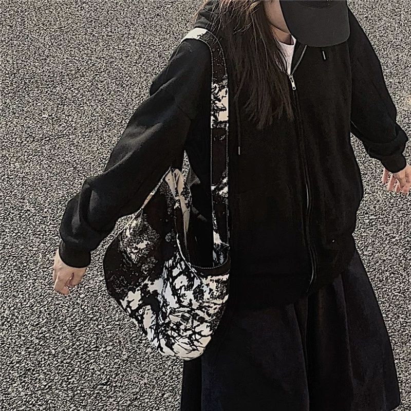 Genți de umăr Femei Vintage Tie-dye Geantă de in Cross-body Studenți Harajuku Timp liber Tote de mare capacitate Genți de mână la modă All-metch