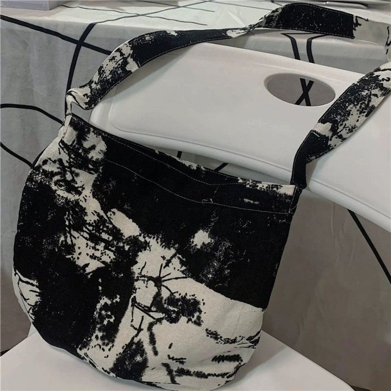Genți de umăr Femei Vintage Tie-dye Geantă de in Cross-body Studenți Harajuku Timp liber Tote de mare capacitate Genți de mână la modă All-metch