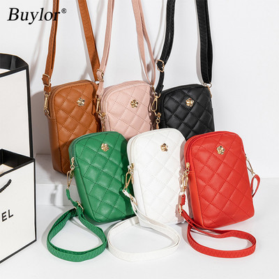 Модни дамски чанти Buylor Чанта за през рамо с бродерия PU кожени клъч портфейли Момичета Мини чанти Crossbody Messenger