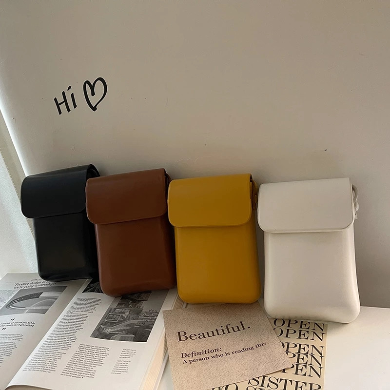 2021 Flap Crossbody Τσάντες Γυναικείες μίνι PU Δερμάτινες τσάντες ώμου και τσάντες για κορίτσια Γυναικείο τηλέφωνο Απλή τσάντα μονόχρωμη ντιζάιν