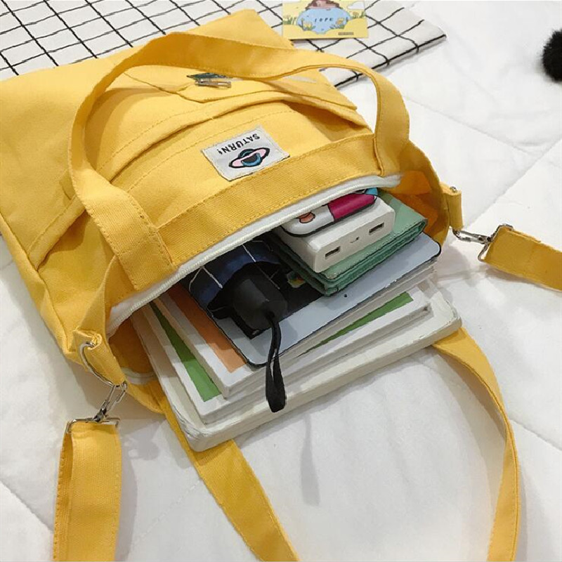 Γυναικεία τσάντα καμβά Τσάντες ώμου Μεγάλης χωρητικότητας Απλές αναδιπλούμενες τσάντες Tote Shopping Bag with Frog Pendant Τσάντες βιβλίου για κορίτσι