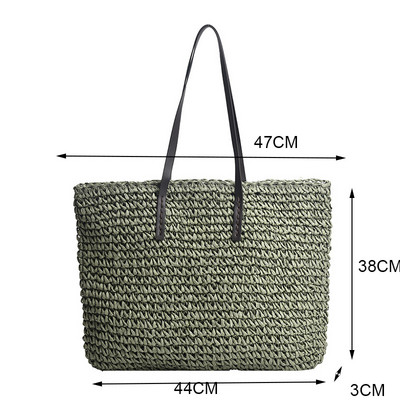 Yogodlnsi suvine suure mahutavusega õlgõlakott rotangist rannakotid kootud käepidemega kott Casual Lady Totes Shopping Käekott Clutch