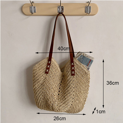 Yogodlnsi suvine suure mahutavusega õlgõlakott rotangist rannakotid kootud käepidemega kott Casual Lady Totes Shopping Käekott Clutch