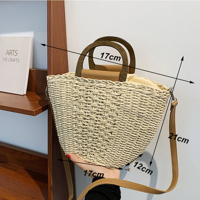 Yogodlnsi suvine suure mahutavusega õlgõlakott rotangist rannakotid kootud käepidemega kott Casual Lady Totes Shopping Käekott Clutch