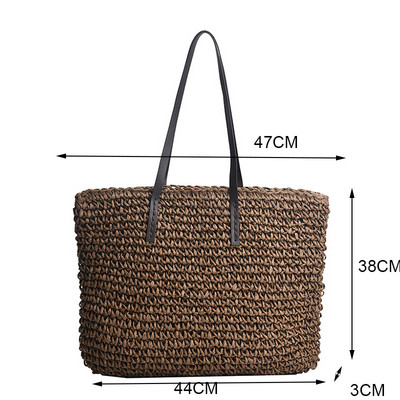 Yogodlnsi suvine suure mahutavusega õlgõlakott rotangist rannakotid kootud käepidemega kott Casual Lady Totes Shopping Käekott Clutch