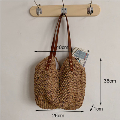 Yogodlnsi suvine suure mahutavusega õlgõlakott rotangist rannakotid kootud käepidemega kott Casual Lady Totes Shopping Käekott Clutch