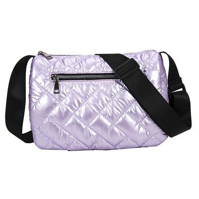 Moodne Space Pad puuvillane õlakott naistele Talvine nailonist Crossbody kott Naise tepitud polsterdatud kotid Naiste kohev ostukott