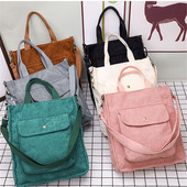 Ρετρό κοτλέ γυναικείες τσάντες μεγάλης χωρητικότητας Messenger Totes Γυναικεία μόδα Απλή ντιζάιν φερμουάρ, άγρια υφασμάτινη τσάντα