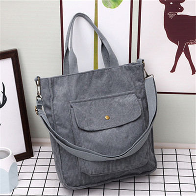 Ρετρό κοτλέ γυναικείες τσάντες μεγάλης χωρητικότητας Messenger Totes Γυναικεία μόδα Απλή ντιζάιν φερμουάρ, άγρια υφασμάτινη τσάντα