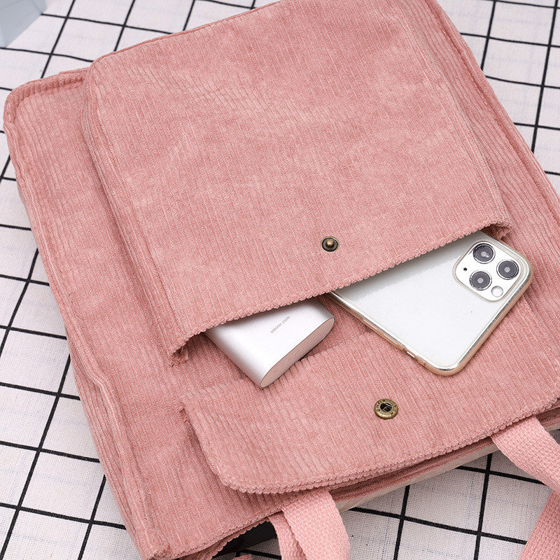 Ρετρό κοτλέ γυναικείες τσάντες μεγάλης χωρητικότητας Messenger Totes Γυναικεία μόδα Απλή ντιζάιν φερμουάρ, άγρια υφασμάτινη τσάντα