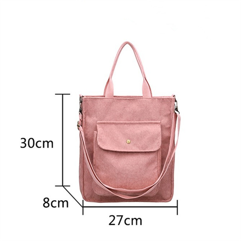 Ρετρό κοτλέ γυναικείες τσάντες μεγάλης χωρητικότητας Messenger Totes Γυναικεία μόδα Απλή ντιζάιν φερμουάρ, άγρια υφασμάτινη τσάντα