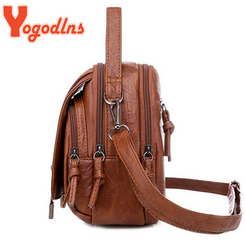 Yogodlns Vintage Малка чанта за рамо Дамска мека PU кожена чанта Crossbody Многофункционална чанта Messenger Ежедневна дамска чанта Bolso