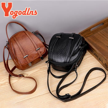 Yogodlns Vintage Малка чанта за рамо Дамска мека PU кожена чанта Crossbody Многофункционална чанта Messenger Ежедневна дамска чанта Bolso