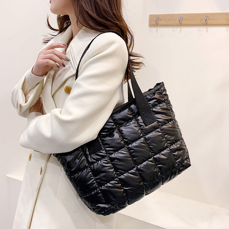 Γυναικείες τσάντες γυναικείες μεγάλες τσάντες με επένδυση από νάιλον βαμβακερές καπιτονέ δικτυωτές τσάντες Space βαμβακερές τσάντες χιαστί χειμερινό πορτοφόλι