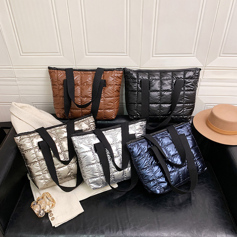 Γυναικείες τσάντες γυναικείες μεγάλες τσάντες με επένδυση από νάιλον βαμβακερές καπιτονέ δικτυωτές τσάντες Space βαμβακερές τσάντες χιαστί χειμερινό πορτοφόλι