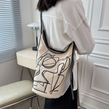 Γυναικείες πάνινες τσάντες ώμου Vintage Ins Τσάντα κουβά μεγάλης χωρητικότητας All-match Crossbody τσάντες Graffiti Harajuku Casual Pouch Νέα