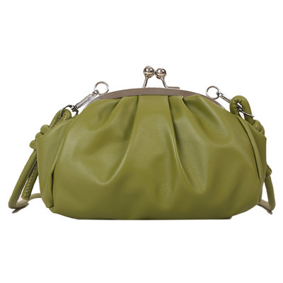 Απλή τσάντα ώμου Μεταλλική πόρπη με κλιπ γυναικεία τσάντα συμπλέκτη σε σχήμα κοχυλιού Μικρό δερμάτινο πτυχωτό Cloud γυναικείο τσαντάκι για ταξίδια γνωριμιών