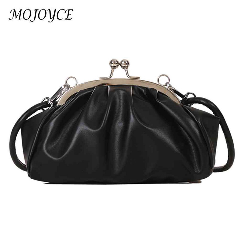 Απλή τσάντα ώμου Μεταλλική πόρπη με κλιπ γυναικεία τσάντα συμπλέκτη σε σχήμα κοχυλιού Μικρό δερμάτινο πτυχωτό Cloud γυναικείο τσαντάκι για ταξίδια γνωριμιών