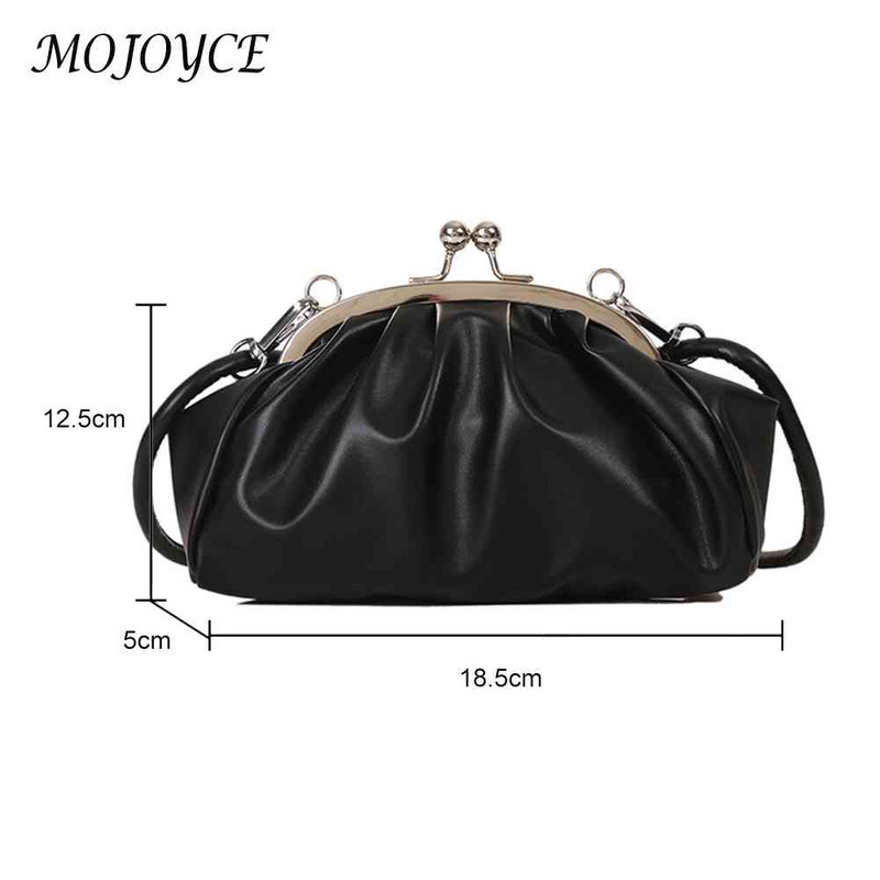 Απλή τσάντα ώμου Μεταλλική πόρπη με κλιπ γυναικεία τσάντα συμπλέκτη σε σχήμα κοχυλιού Μικρό δερμάτινο πτυχωτό Cloud γυναικείο τσαντάκι για ταξίδια γνωριμιών