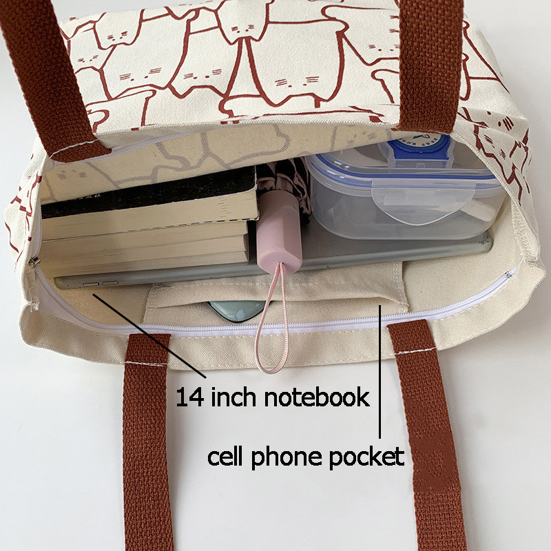 Γυναικείες γυναικείες τσάντες 2023 Casual Shopper, χαριτωμένες γάτες με επώνυμη τσάντα με φερμουάρ Μικρές τσάντες ώμου ιαπωνικού στυλ