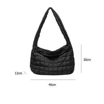 Ежедневна чанта с решетъчен модел с горна дръжка Дамска дамска чанта през рамо с плътен пух и голям капацитет Улична чанта за пътуване Чанти през рамо