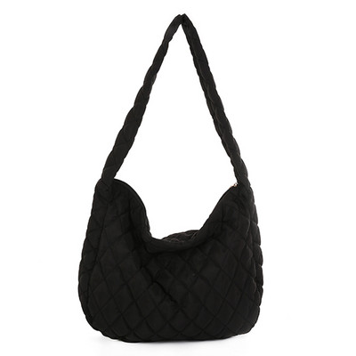 Geantă ocazională cu zăbrele, cu mâner de sus, din puf solid pentru femei, geantă de mână de umăr, ghiozdan de mare capacitate pentru călătorie pe stradă, genți crossbody