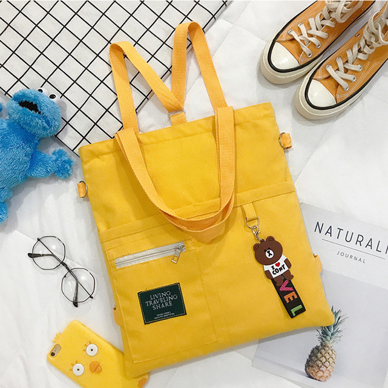 Pachet simplu pentru femei, cu imprimeu drăguț, geantă din pânză, genți de mână literare japoneze, geantă de umăr, ocazional pentru cumpărături, geantă de mână pentru fete