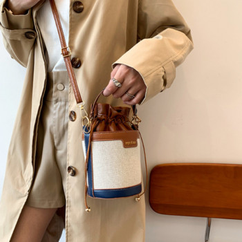 Γυναικείες τσάντες ώμου Κυλινδρική PU Δερμάτινη τσάντα χιαστί με κουβάς Casual τσάντες με κορδόνι Τσαντάκι για ταξιδιωτικές αγορές