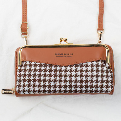 Κλασικό γυναικείο πορτοφόλι πολλαπλών λειτουργιών Γυναικείο πορτοφόλι με παστίλια μεγάλης χωρητικότητας Μοτίβο αγγελιοφόρου τσάντα Lady Fashion Δερμάτινη τσάντα ώμου