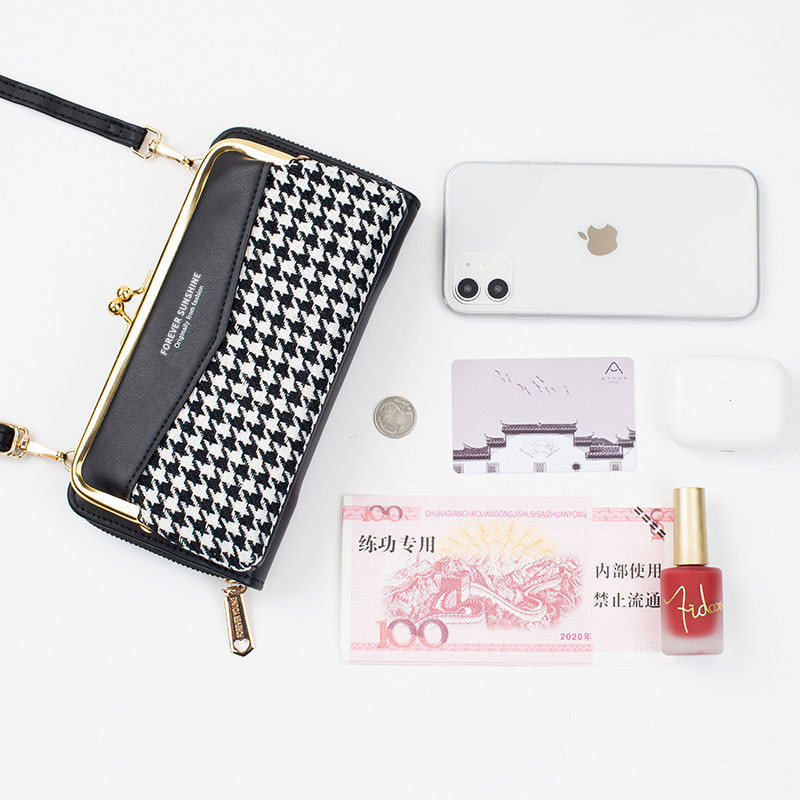 Κλασικό γυναικείο πορτοφόλι πολλαπλών λειτουργιών Γυναικείο πορτοφόλι με παστίλια μεγάλης χωρητικότητας Μοτίβο αγγελιοφόρου τσάντα Lady Fashion Δερμάτινη τσάντα ώμου