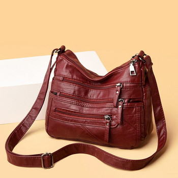 Висококачествени дамски меки кожени чанти за през рамо Многопластова класическа чанта през рамо Луксозна дизайнерска дамска чанта и портмоне