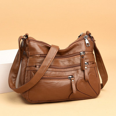 Augstas kvalitātes sieviešu mīkstas ādas plecu somas Daudzslāņu klasiska Crossbody Bag Luksusa dizaina rokassomiņa un somiņa
