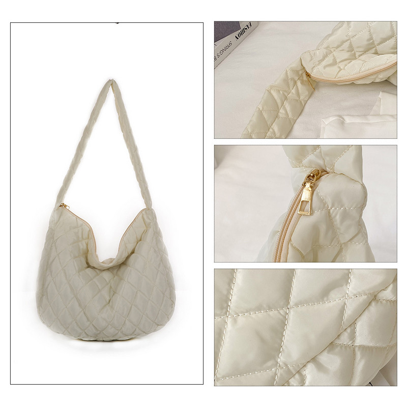 Luksuslikud Space Pad puuvillased õlakotid naistele Talvine Crossbody Down Bag Designer käekott, lai õlarihm Messenger Pack