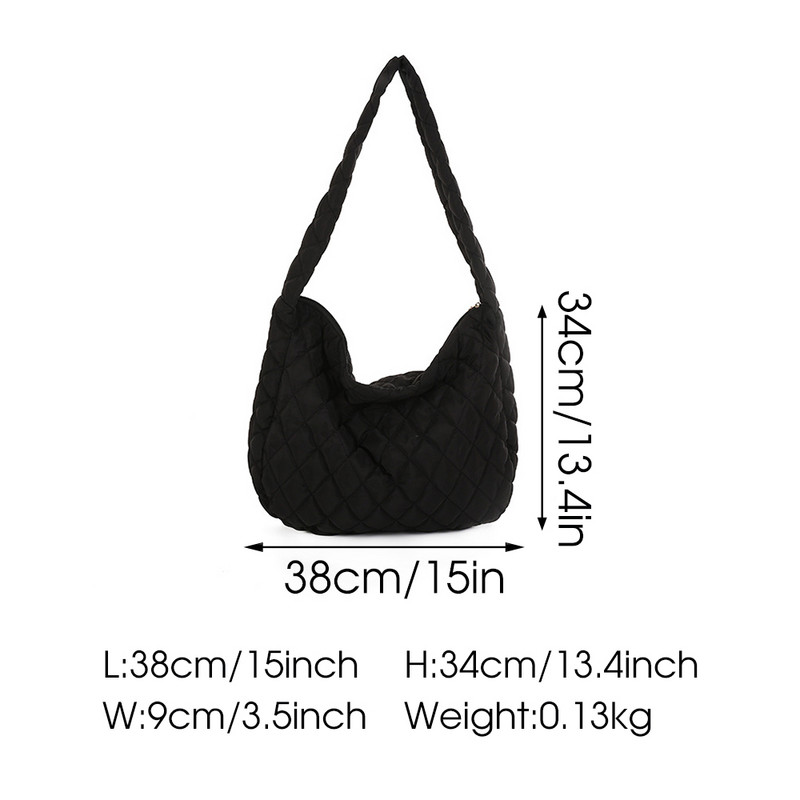 Luksuslikud Space Pad puuvillased õlakotid naistele Talvine Crossbody Down Bag Designer käekott, lai õlarihm Messenger Pack