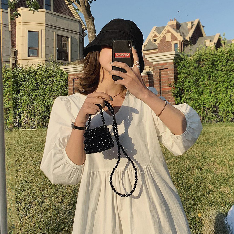 Divatos, kézzel szőtt mini gyöngytáskák női gyöngyös válltáska női parti kézitáska kis fekete gyöngyházas kézitáska 2020