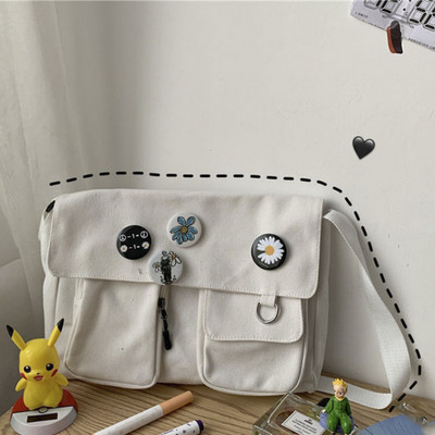 Naiste õlakott Naistele Suure mahutavusega lihtne mood Soliidne vabaaja lõuend kooli Crossbody käekott naistele