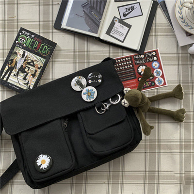 Naiste õlakott Naistele Suure mahutavusega lihtne mood Soliidne vabaaja lõuend kooli Crossbody käekott naistele