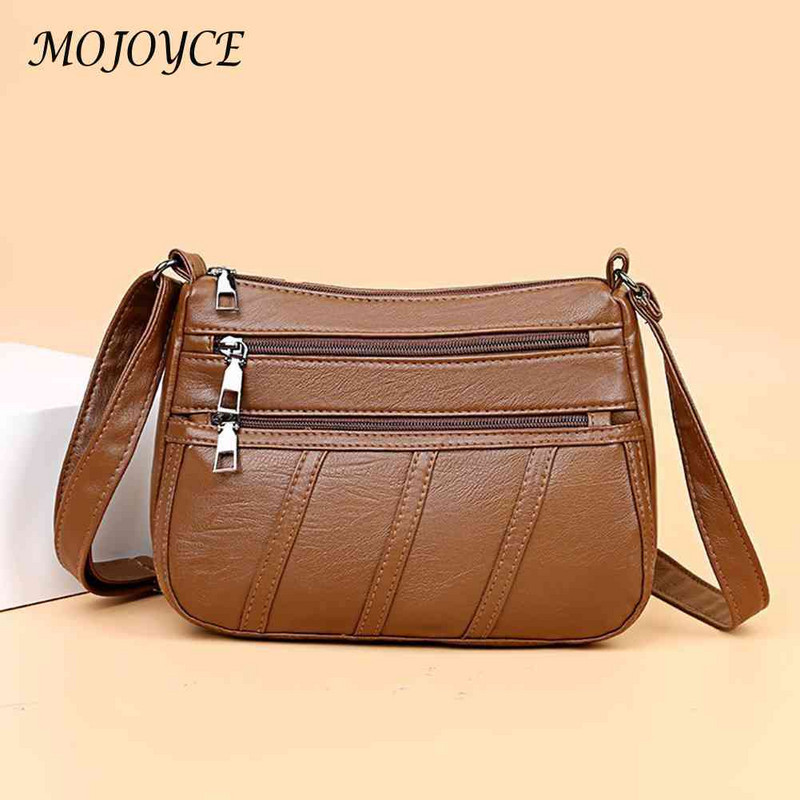 PU odinis moteriškas pečių krepšys Madingi paprasti solidūs „Messenger“ krepšiai su keliomis kišenėmis „Mommy Bag“ moteriškos rankinės su užtrauktuku