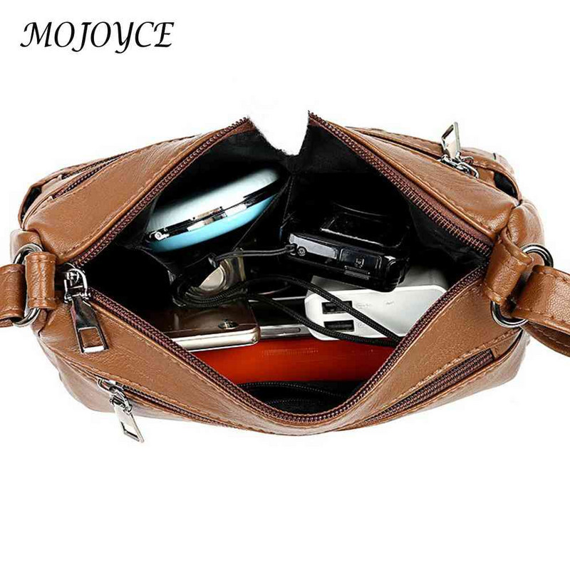 PU odinis moteriškas pečių krepšys Madingi paprasti solidūs „Messenger“ krepšiai su keliomis kišenėmis „Mommy Bag“ moteriškos rankinės su užtrauktuku