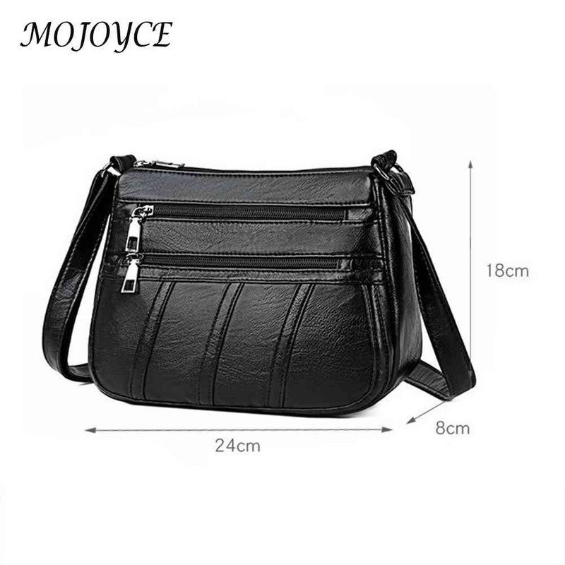 PU odinis moteriškas pečių krepšys Madingi paprasti solidūs „Messenger“ krepšiai su keliomis kišenėmis „Mommy Bag“ moteriškos rankinės su užtrauktuku