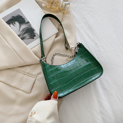 2021 INS Fashion Naiste alligaatorimustriga väikesed õlakotid Pehmest PU-nahast kaenlaaluste kotid Bolsa naiste paks kettkott