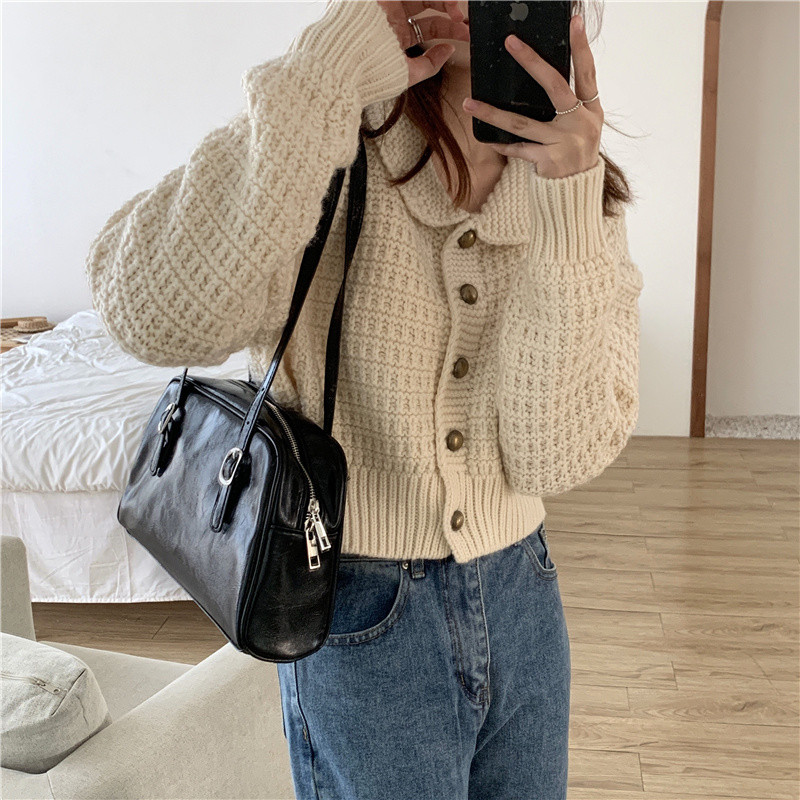 PU Fashion Πράσινες δερμάτινες γυναικείες τσάντες ώμου Απλό σχέδιο μονόχρωμες γυναικείες τσάντες χειρός Vintage μαύρες γυναικείες τσάντες μασχάλης