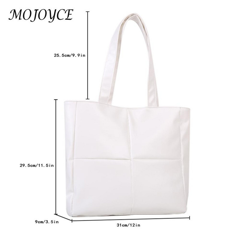 Naiste PU-nahast käekott Puuvillast polsterdatud võrega ühevärvilised ülemise käepidemega kotid Uus mood Lihtne, suure mahutavusega naiste kaenlaaukott