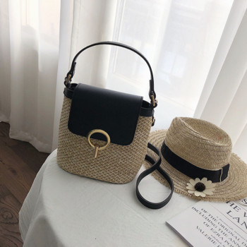 Ежедневни вериги Straw Bucket Чанти Дамска лятна куриерска чанта Ратанови чанти Плажни дамски портмонета и дамски чанти Чанта за рамо